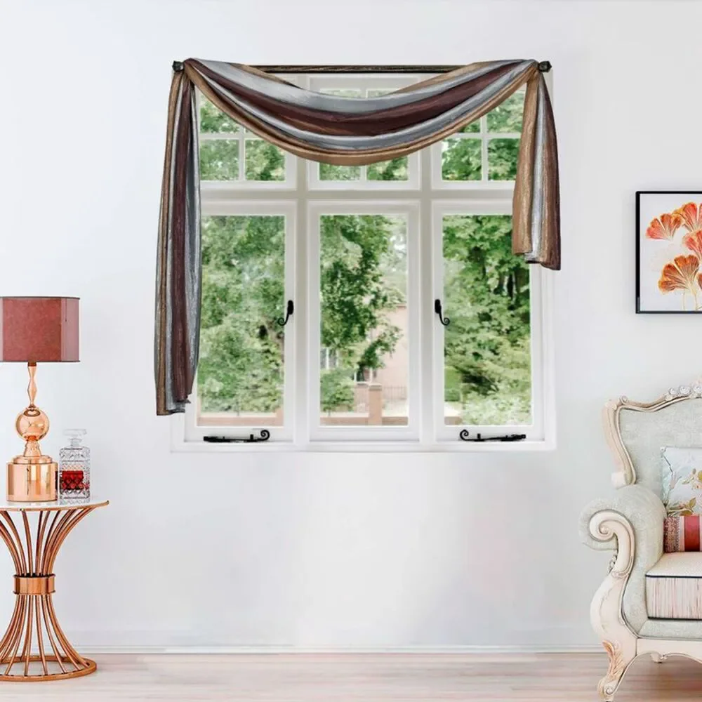 Woven Trends Ombre Curtains, Valances for Windows, Luxurious Scarf Valance,